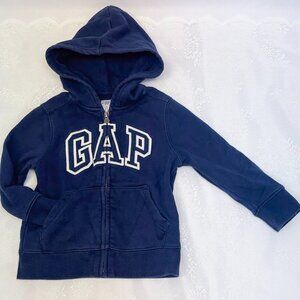 GAP Hooded Zip Up Sweatshirt Kids Size 4 Nautical Navy Blue